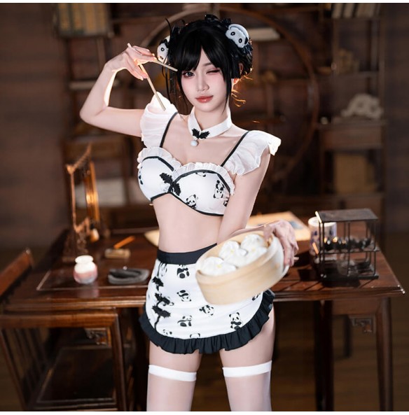 FEE ET MOI - Panda Pattern Chinese Girl Costume (Black - White)